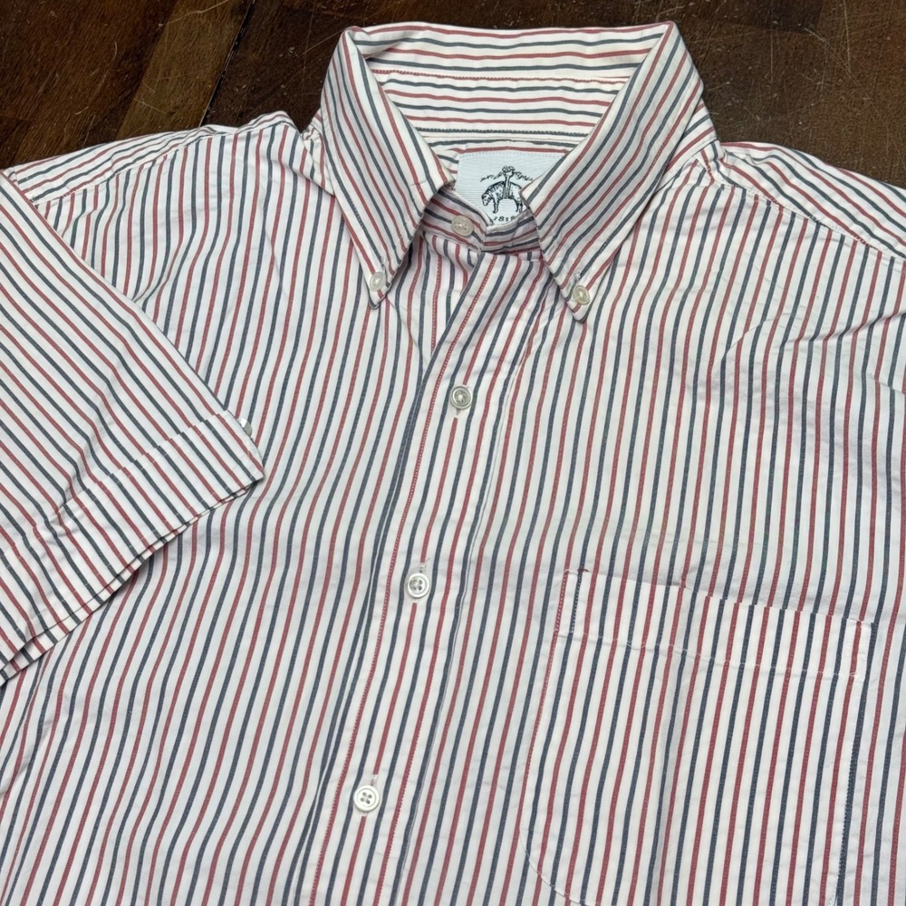 Brooks Brothers Black Fleece L Shirt Mens BB3 White Red Navy Striped Thom Browne